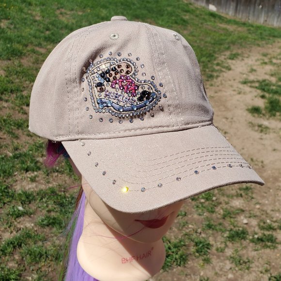 Ladies Khaki Hiking BLING Hat NEW - Picture 1 of 4